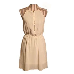 Pink Rose dress, medium in creamy color with cinched elastic waist & gold zipper